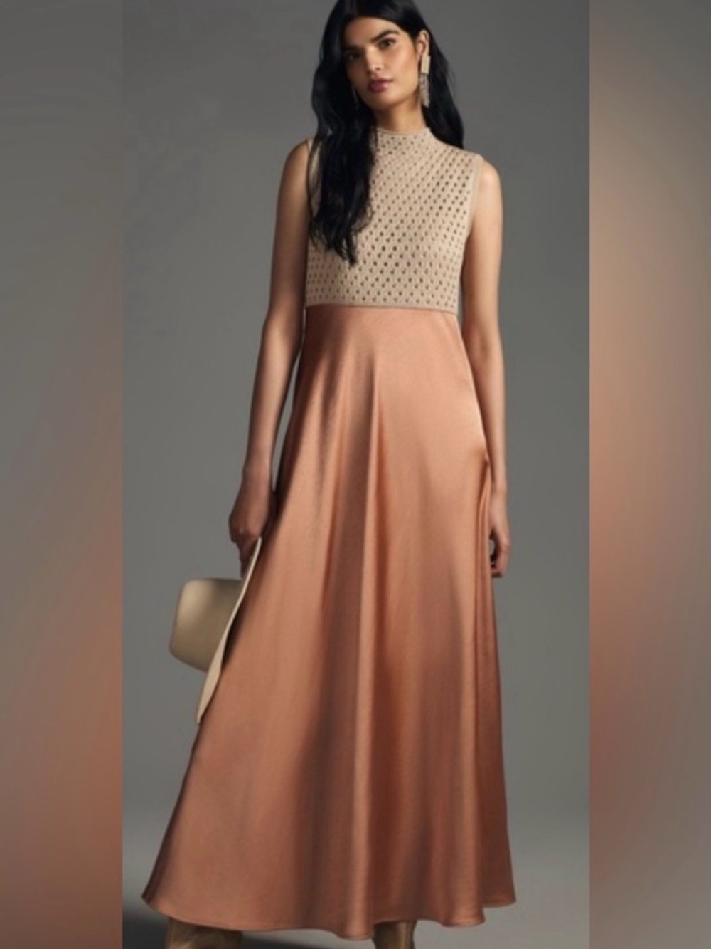 NWT! Anthropologie Mare Mare Two-Tone Maxi Dress in Cream and Copper Rose